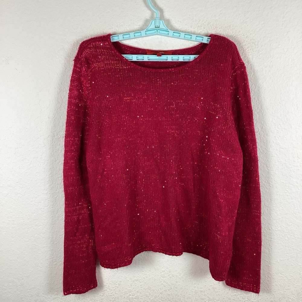 Narciso Rodriguez Womens Sweater Sz L Large Long Sleeve Solid Red Excellent